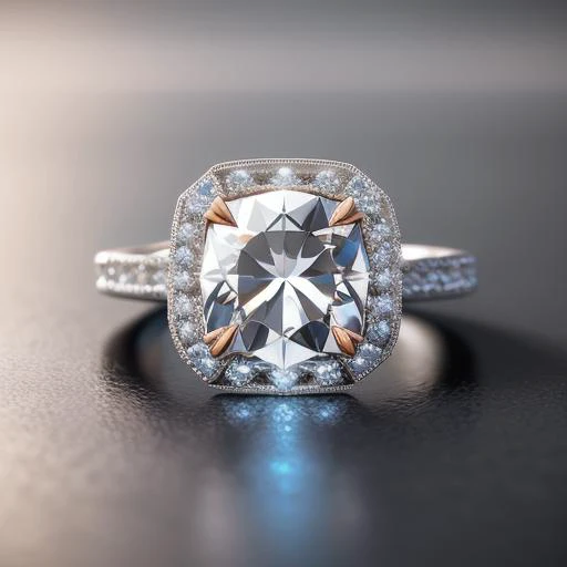 a close up of a diamond ring with a diamond in the center