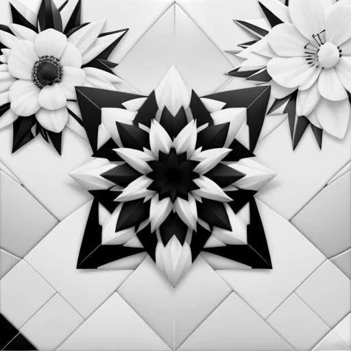 floor tiles, geometric mosaic, abstract floral designs,  <lora:MonoCream:1> monocream, black and white, poster art, crisp edges,  high quality, high resolution, hi res, uhd, hdr, high dynamic range