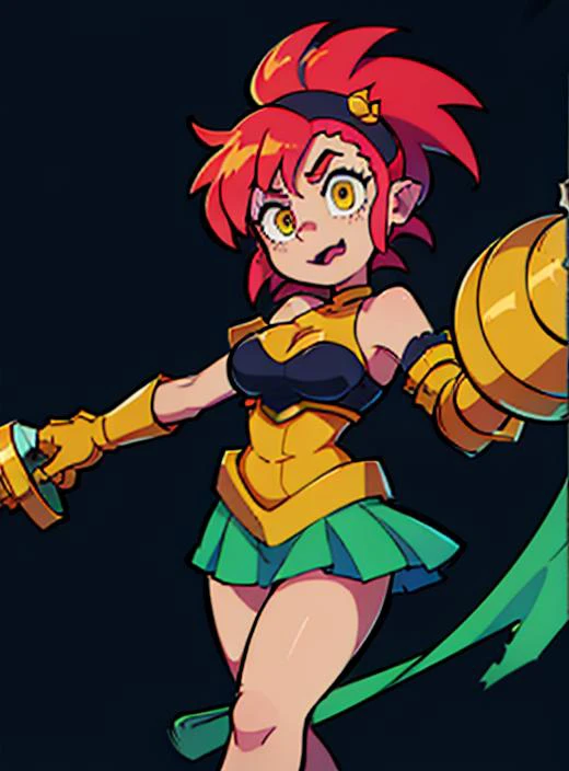 1gir,illustration,detailed,cosmic,fullbody,yellow clouthes,horn,drill hair,shiny eyes,pink|blue hair ,medium breasts,angry,armour,Cyberpunk,fight skirt black gloves,evil,floating hair,ZENTAI,fox taily,from Overhead,feetwear,handwear,headwear,glod,large sun...