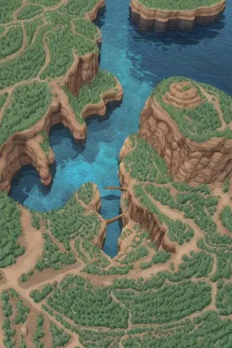 a close up of a map of a river and a mountain