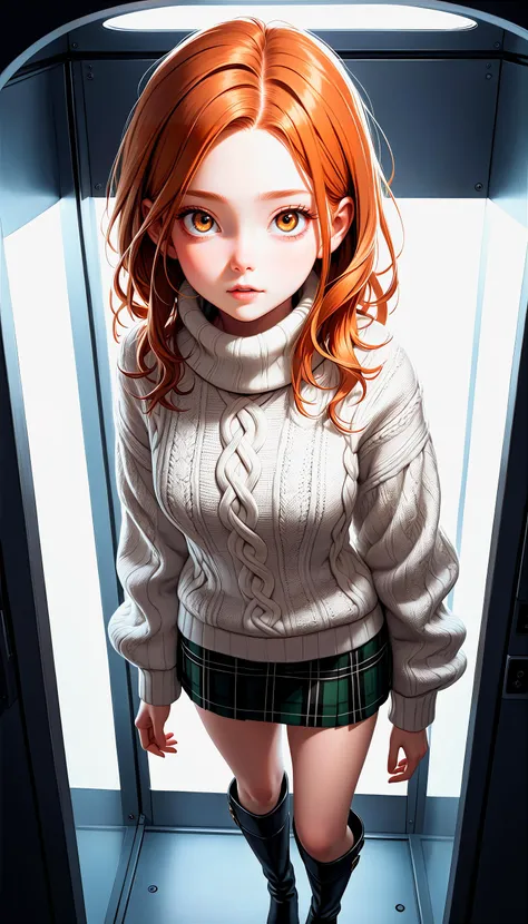 (very aesthetic, best quality, ultra detailed), intricate details,
1girl, beautiful girl,
senior, european, chestnut eyes, pale cheeks, square face shape with angular jaw,natural "no-makeup" makeup,
Cloning Facility,
wearing  Wrap-style Aran sweater over a...