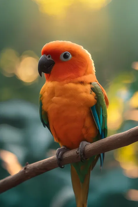 there is a colorful bird sitting on a branch in the sun