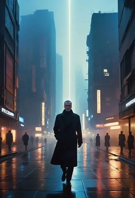 Pale Matrix black Blade runner and the 7th Elements inspired cityscape By Ridley scott & Franco Fontana, Capture the essence of dense dystopian atmospheric haze sophistication with a touch of mischievous charm of Led backlights By night