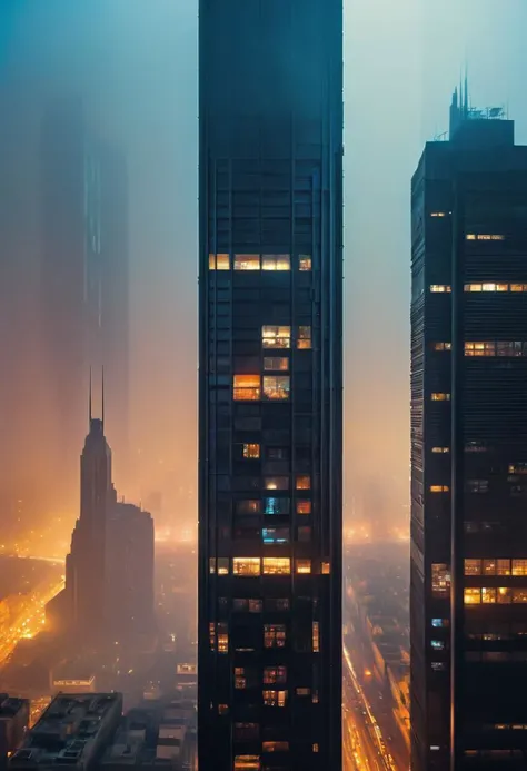 Pale Matrix black Blade runner and the 7th Elements inspired cityscape By Ridley scott & Franco Fontana, Capture the essence of dense dystopian atmospheric haze sophistication with a touch of mischievous charm of Led backlights By night