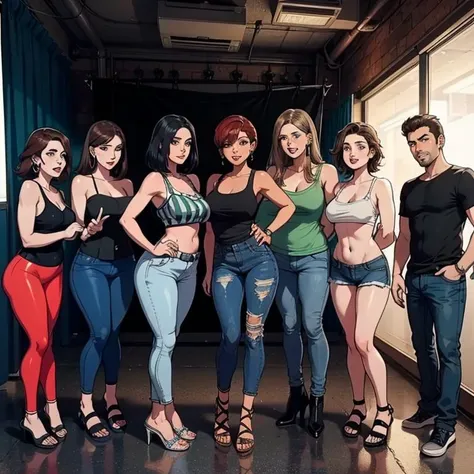 arafed image of a group of women in jeans and top tops