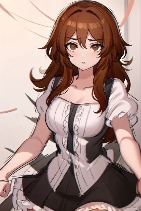 akanetaira, <lyco:akanetaira-lyco-nochekaiser:0.8>,
akane taira, long hair, brown hair, hair between eyes, (brown eyes:1.5),
BREAK thighhighs, dress, bow, collarbone, short sleeves, frills, shoes, puffy sleeves, black footwear, black dress, red bow, white ...