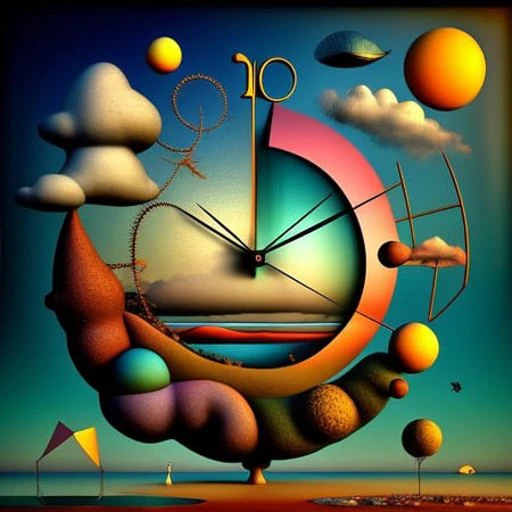 (colorfulsurrealism)++, (surrealism), clock