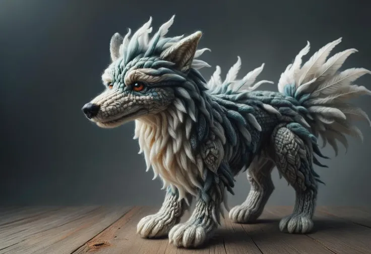 hyper detailed masterpiece, dynamic, awesome quality,zwuul, small mysterious unearthly minimalist canine entity, decapod quadrumanual, feathered appendages, trifurcated-tailed, forked-tailed, slimy skin,      <lora:zwuul:1>