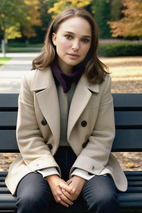 arafed woman sitting on a bench in a park