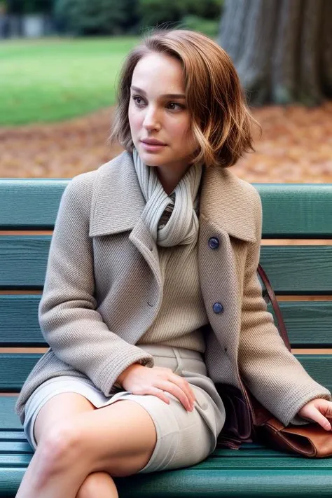 arafed woman sitting on a bench in a park