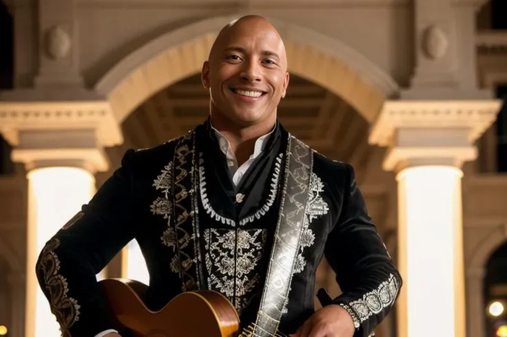 arafed man in a mexican outfit playing a guitar