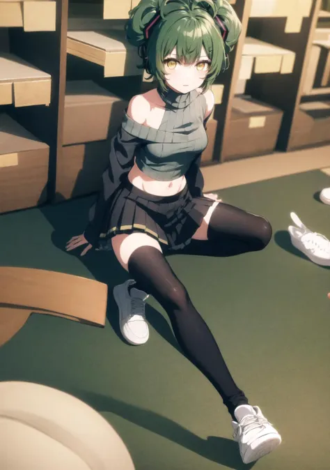 anime girl sitting on the floor with a tennis ball in her hand