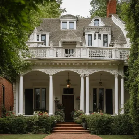 a close up of a house with a brick walkway and a red brick walkway