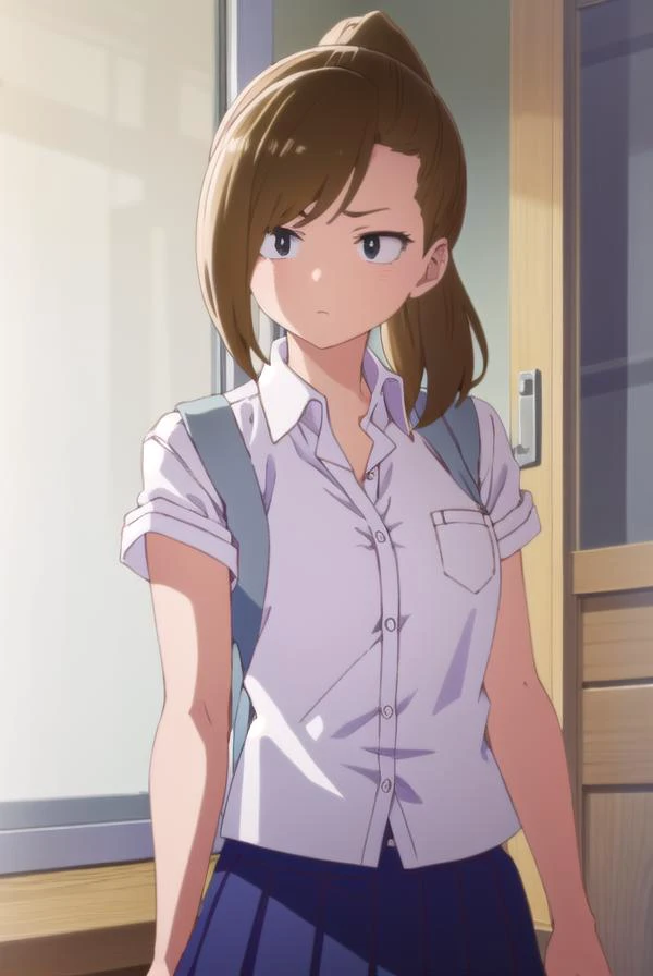 serinayoshida, <lora:serina yoshida s1-lora-nochekaiser:1>,
serina yoshida, brown hair, ponytail, (black eyes:1.5),
BREAK skirt, shirt, school uniform, white shirt, short sleeves, pleated skirt, collared shirt, blue skirt,
BREAK indoors, classroom,
BREAK l...