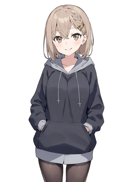 a woman in a hoodie standing with her hands in her pockets