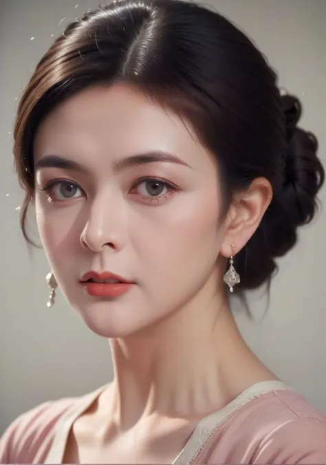 high definition photo,actress portrait,silver earrings,blush,<lora:gzl_XL_0_-000003>,gzl,20yo,gzl,applying makeup,19th century style clothing,