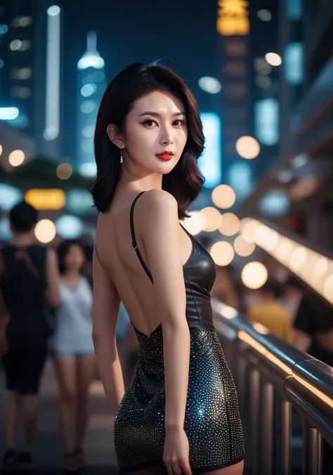 cinematic photo of ultra detailed skin,<lora:gzl_XL_0_-000003:1>,gzl,scenery of hong kong city,full body,, 35mm photograph, film, bokeh, professional, 4k, highly detailed