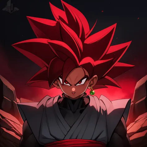 <lora:Goku_Black:0.7>, Best_QualityPos, RAW photo, intricate details, best quality, 8k uhd, soft lighting, 1boy, solo, red eyes, red hair, spiked hair, single earring, dougi <lora:EliteNappa_Style:1>