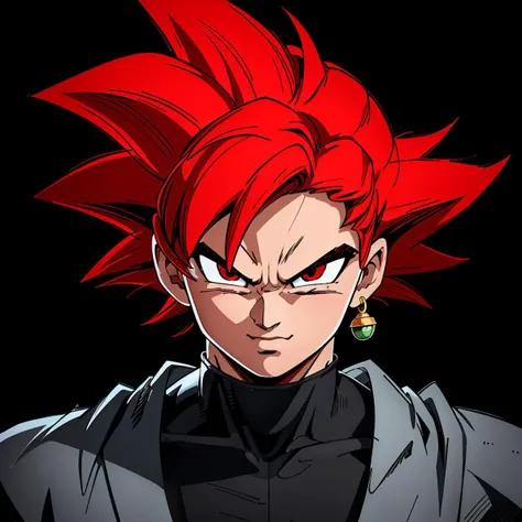 <lora:Goku_Black:0.7>, Best_QualityPos, RAW photo, intricate details, best quality, 8k uhd, soft lighting, 1boy, solo, red eyes, red hair, spiked hair, single earring, dougi, Sin_City_Style, monochrome, Red <lora:Immoral_City:0.6>