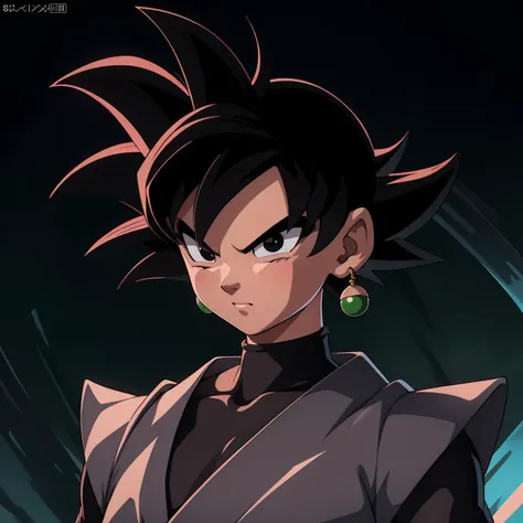 Best_QualityPos, RAW photo, intricate details, best quality, 8k uhd, soft lighting, 1girl, solo, black eyes, black hair, spiked hair, single earring, dougi <lora:Goku_Black:0.7>