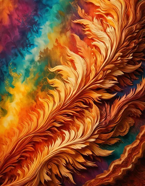 a painting of a colorful feather feather feather feathers feathers feathers feathers feathers feathers feathers feathers feather...