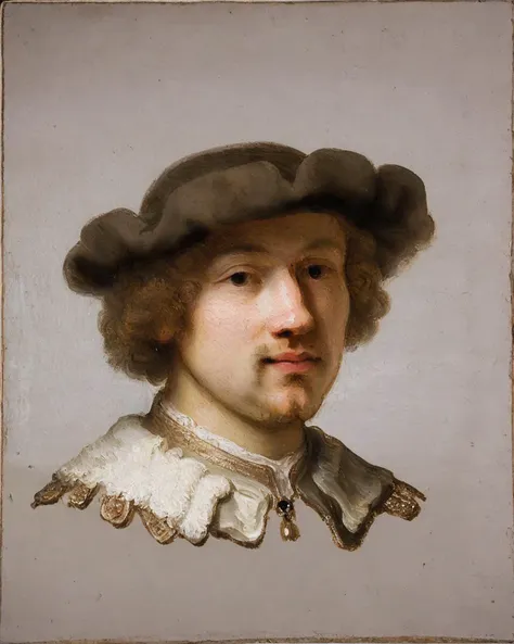 a painting of a man with a hat and a collar