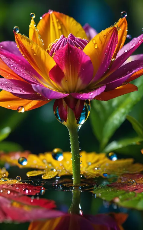 a close up of a flower with water droplets on it