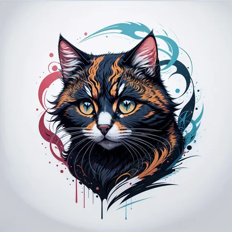 <lora:leonardo_style:1>,cat,white background, headshot,vector art