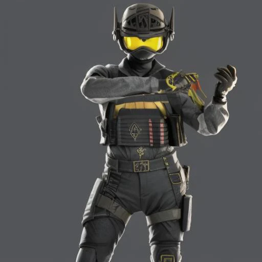 uniform, simple background, solo, 1boy, weapon, looking ahead, gloves, gun, latina, knee pads