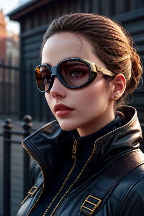 fence, <lora:add_detail:0.75>, outdoor atmosphere, skin pores, goggles, elegant, dramatic