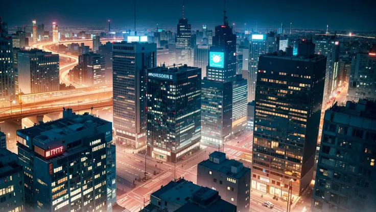 night time view of a city with a lot of tall buildings