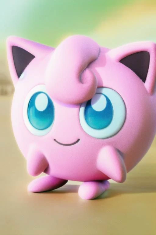 there is a pink pokemon figure with a big blue eyes