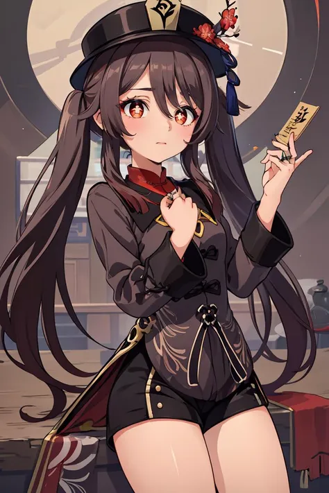 anime girl with long hair and a hat holding a cell phone