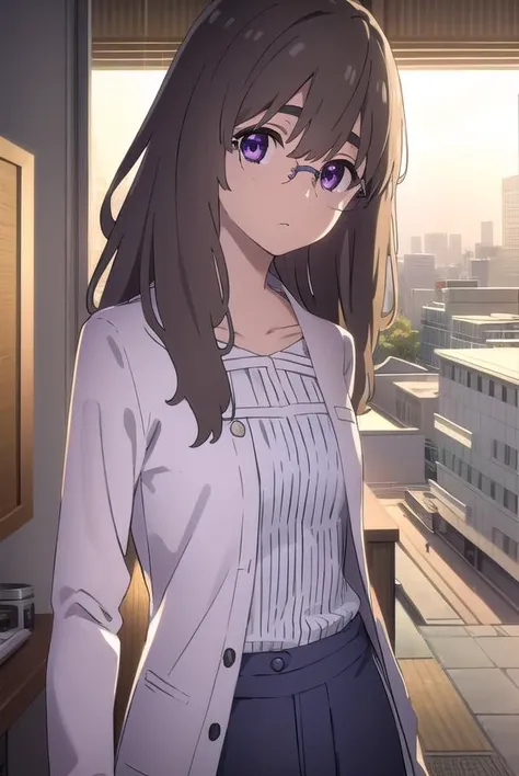 akaneaioi, <lora:akane aioi movie-lora-nochekaiser:1>,
akane aioi, long hair, brown hair, purple eyes, red eyes, glasses, thick eyebrows,
BREAK dress, white dress, cardigan, orange cardigan,
BREAK indoors,
BREAK looking at viewer, (cowboy shot:1.5),
BREAK ...