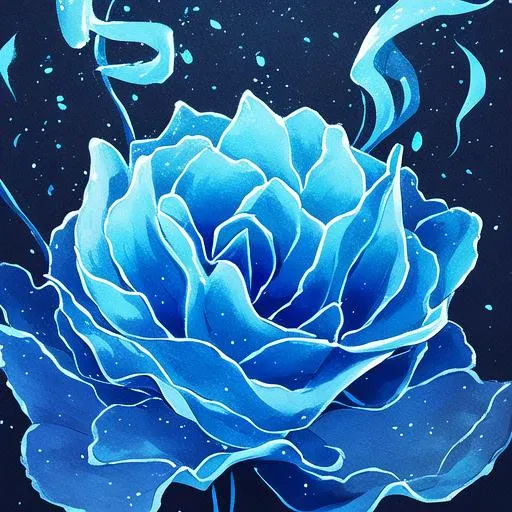 ghost flower, no humans, blue theme, black background, solo, still life <hypernet:ghost:1>