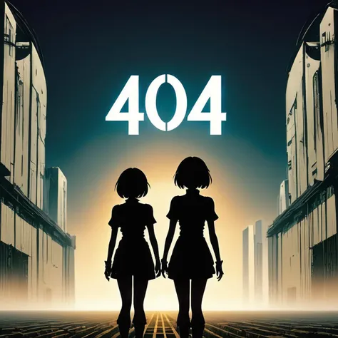 a poster of two girls walking down a street with the sun setting