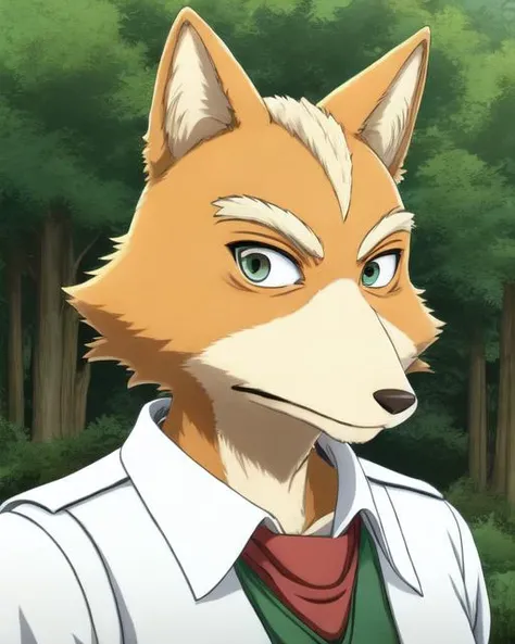 a close up of a person wearing a white shirt and a fox head