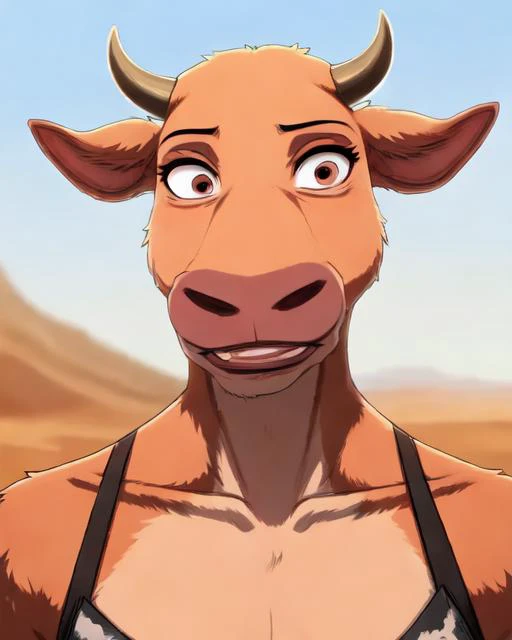 a close up of a cow with a bra top on