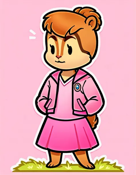 score_9, score_8_up, score_7_up, score_6_up, score_5_up, score_4_up,   BREAK
brittany miller, chipmunk, furry, short ears, pink jacket, pink skirt, light pink shirt, standing in grass, solo, chibi, full body