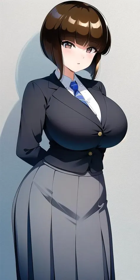 anime character of a woman in a business suit with her arms crossed