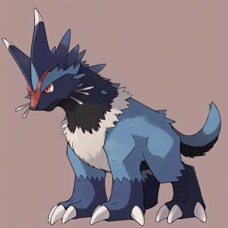 masterpiece, best quality, expressive eyes, absurdres, <lora:PokemonDna-20:1> (pokemondna:0.8), quadruped, fur, red eyes, ice on back, claws made of ice,