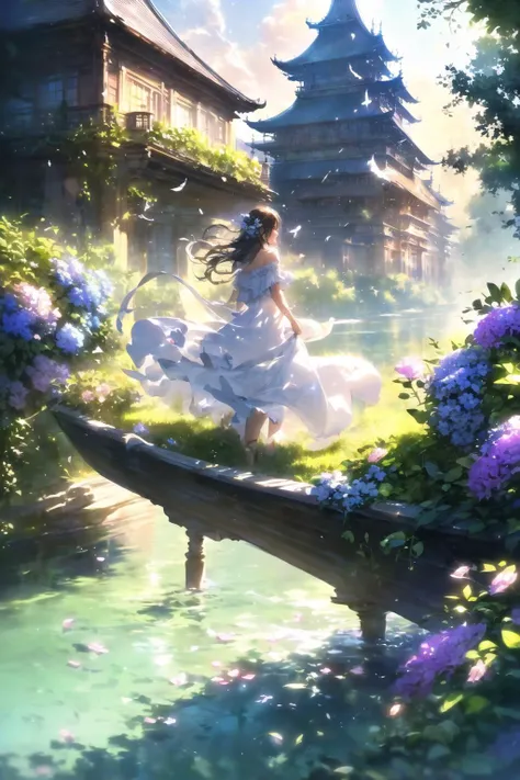 (extremely detailed CG unity 8k wallpaper),(((masterpiece))),(((best quality))),((ultra-detailed)),(best illustration),(best shadow),((an extremely delicate and beautiful)),dynamic angle,floating,fairyland,dynamic angle,sea of flowers,beautiful detailed ga...