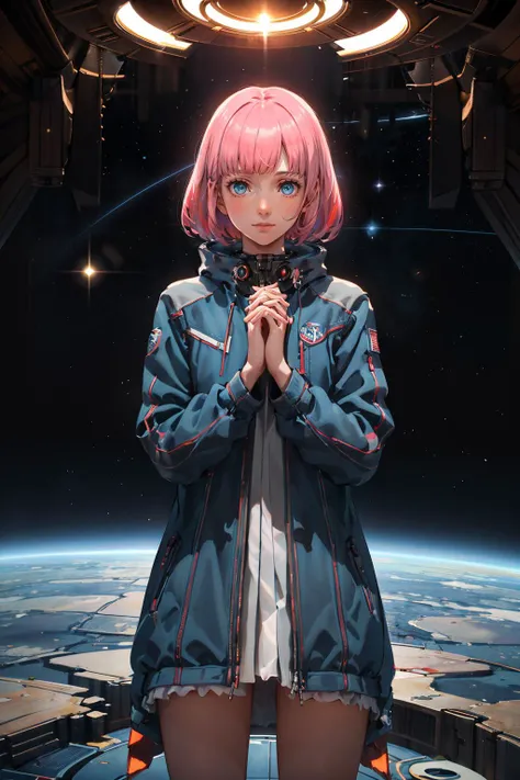 (solo, 1girl), (absurdres, highres, official wallpaper, poster), (masterpiece, best quality:1.2)
 <lora:CRin:0.8>
CRin, short hair, inside a futuristic space station, stars and space background, standing straight with hands clasped behind