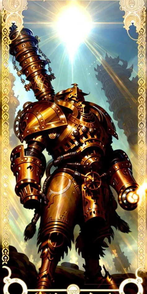 (  An  [ stunning | astonishing | exquisite ]
(  (    [  Alphonse Muchas  | Anders zorns   ]   )
[ tarot | MTFG ]
[ card | banner ]  )  )
with the ( full body )  portrait
of an  ( ( [ ominous | gloomy ] ) but beautiful ( ( African )  warforged ) character ...