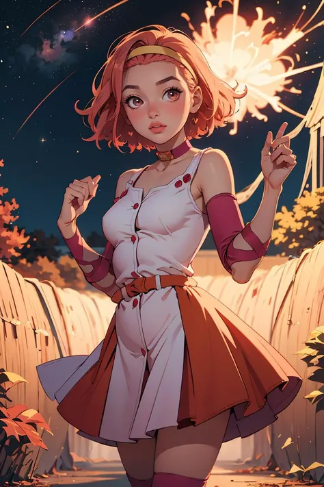 (masterpiece, best quality), 1girl, <lora:Sugimoto_LoRA:1> ReimiSugimotoJoJo, Cozy Autumn themed Nebula, colorful, space, cosmic, high contrast, Autumn, beautiful, fall decor, Autumn elements