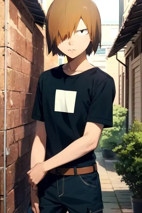 (best quality:1.1), (masterpiece:1.4), photorealistic, , , depth of field, , , 1boy, solo, male focus, <lora:hajime_aoyagi:0.78>, hajime_aoyagi, brown hair, black eyes, hair over one eye, cargo pants, , medieval europe, HD-DVD