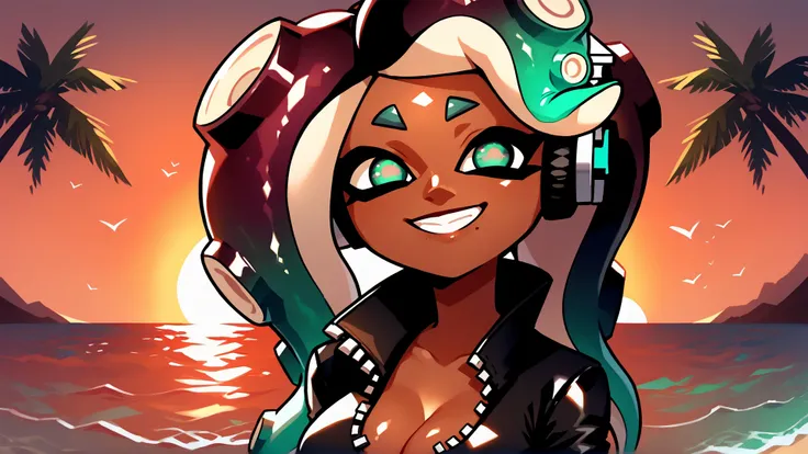 score_9_up,score_8_up,1girl,solo,ocean,beach,marina,tentacle hair,amazing composition,incredible lighting,smiling,beautiful sunset,detailed background,<lora:SplatoonInkling_PD_v030:1>,<lora:Smooth Anime 2 Style SDXL_LoRA_Pony Diffusion V6 XL:1>,palm tree,g...