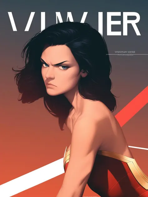 score_9,score_8_up,score_7_up,score_6_up,best quality,absurdres,realistic BREAK wonder_woman,dc_comics,1girl,black_hair,[limited palette],looking at viewer,leaning forward,from side,comic cover,dutch angle,glaring,shadow,high contrast,formal,looking away,p...