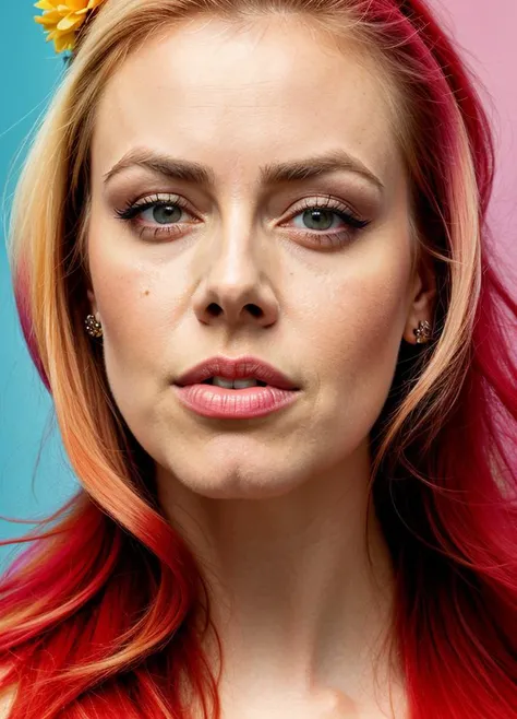 close up portrait of amandaschull-ti , by Flora Borsi, style by Flora Borsi, bold, bright colours, ((Flora Borsi)), by Jimmy Nelson