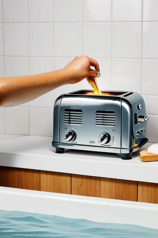 toaster almost touching a bath